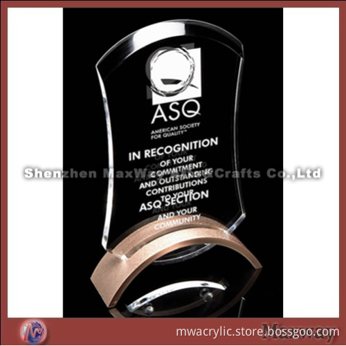 Transparent High Grade Acrylic Award with Vaulted Base